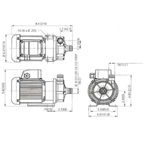 Центробежный насос Flojet серии NEMP50/7 c магнитным приводом для кислот