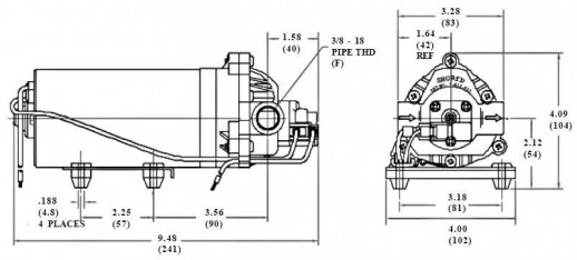 Водяной насос 12 вольт SHURflo 10,3 бар, 5,7 литра/мин